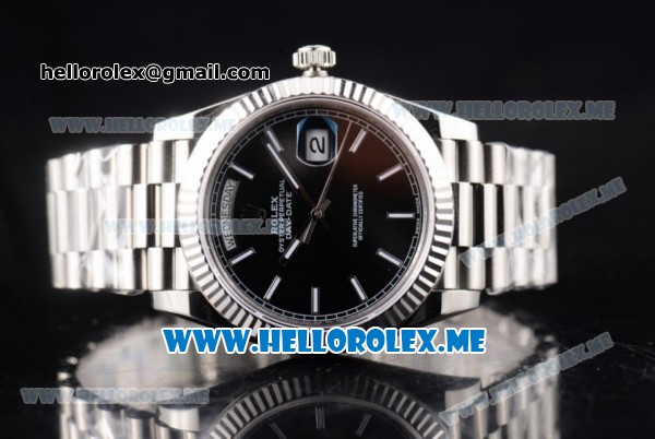 Rolex Day-Date Asia 2813 Automatic Stainless Steel Case/Bracelet with Black Dial and Stick Markers (BP) - Click Image to Close